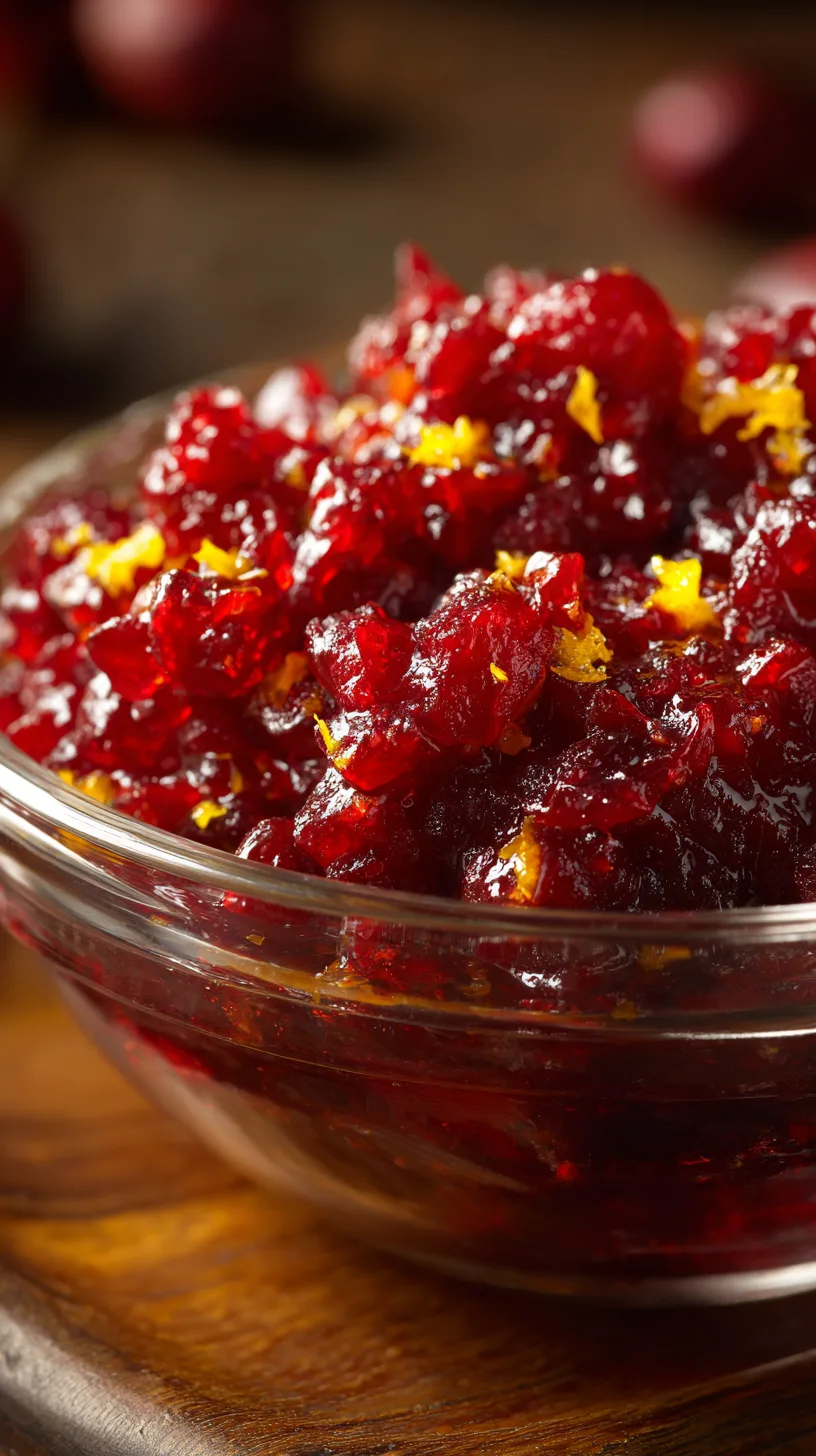 cranberry orange relish in a glass bowl