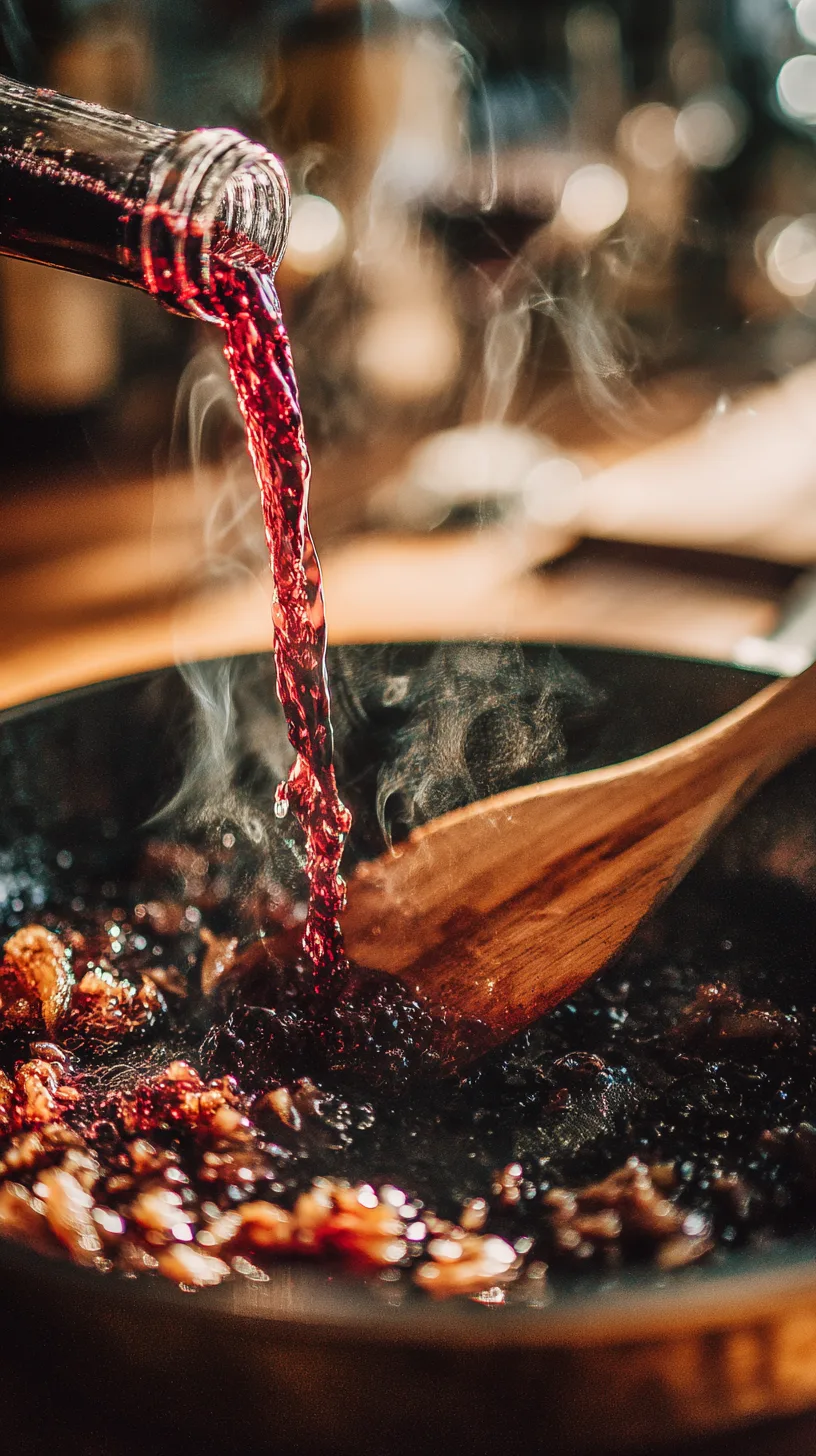 deglazing pan with red wine