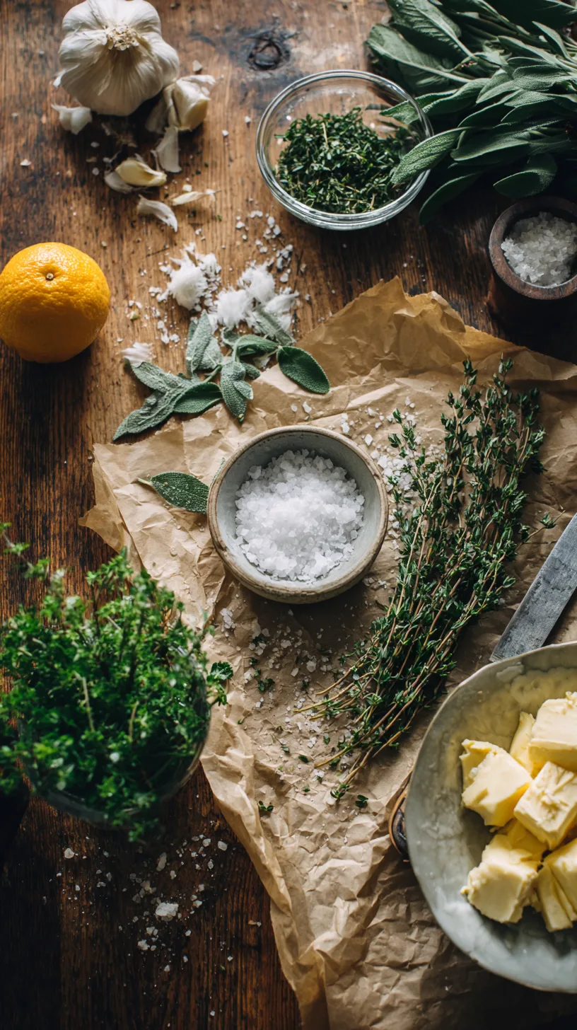 ingredients for Dry Brined Turkey with Garlic Herb Butter