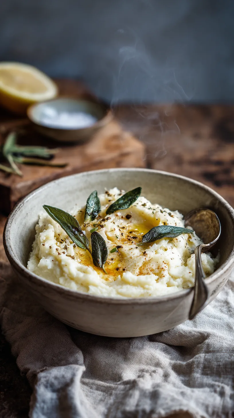 bowl of silky celery root mash