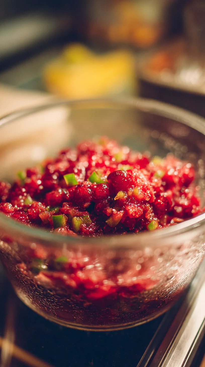 cranberry jalapeño mixture in refrigerator