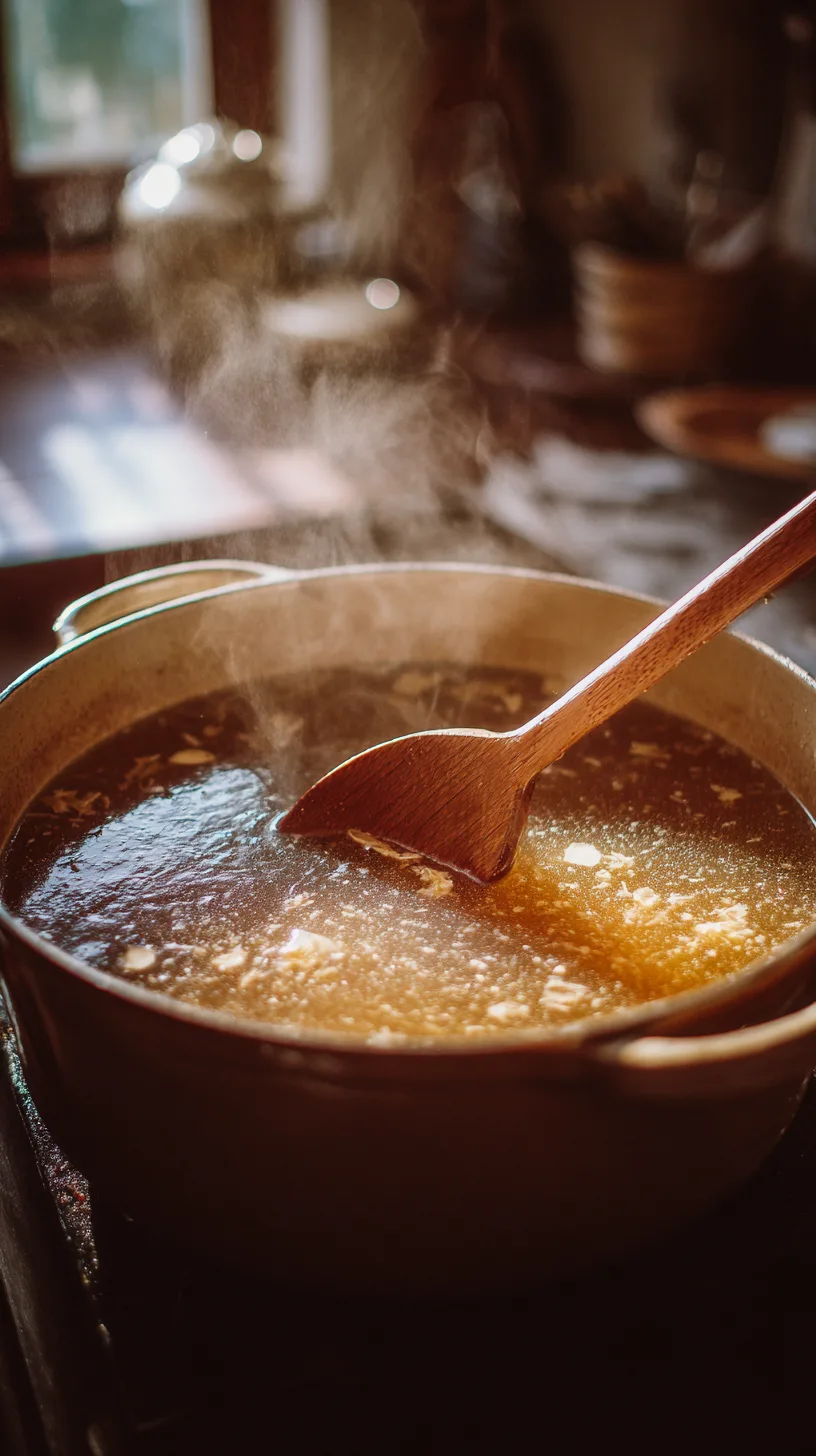 simmering miso-butter turkey broth