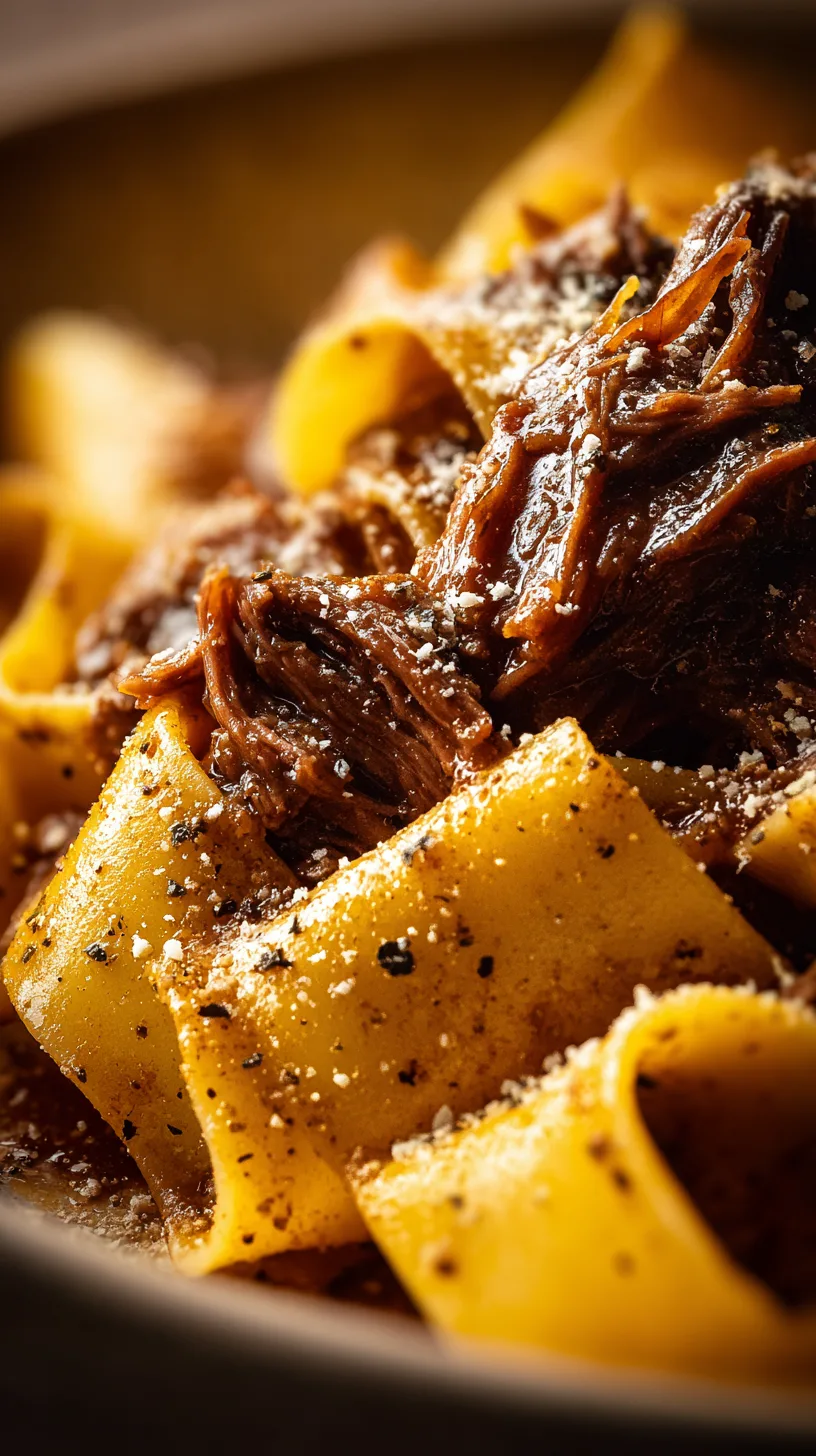 pappardelle noodles coated in braised short rib ragu