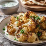 Plated crispy roasted cauliflower